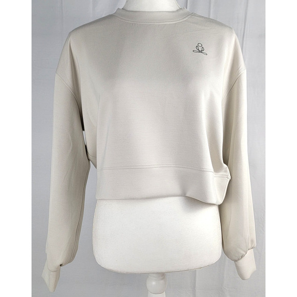 Phat Buddha Cropped Cream Sweatshirt With Black Graphic Women's Size XS/S - Picture 1 of 7